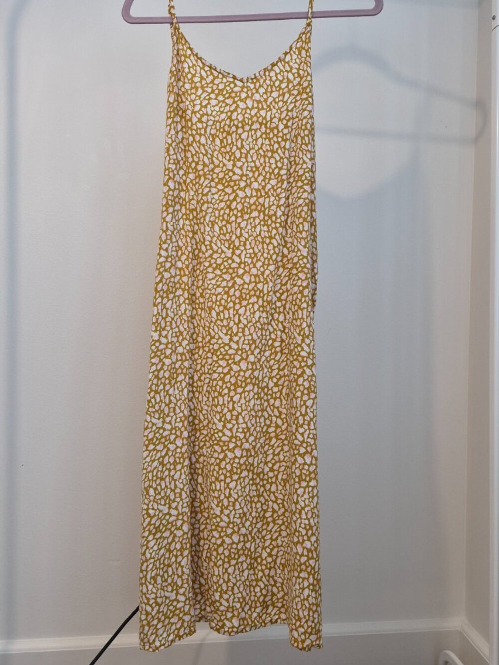 Roxy Midi Dress Womens XL Mustard Pink Strappy Tie Back Viscose Boho